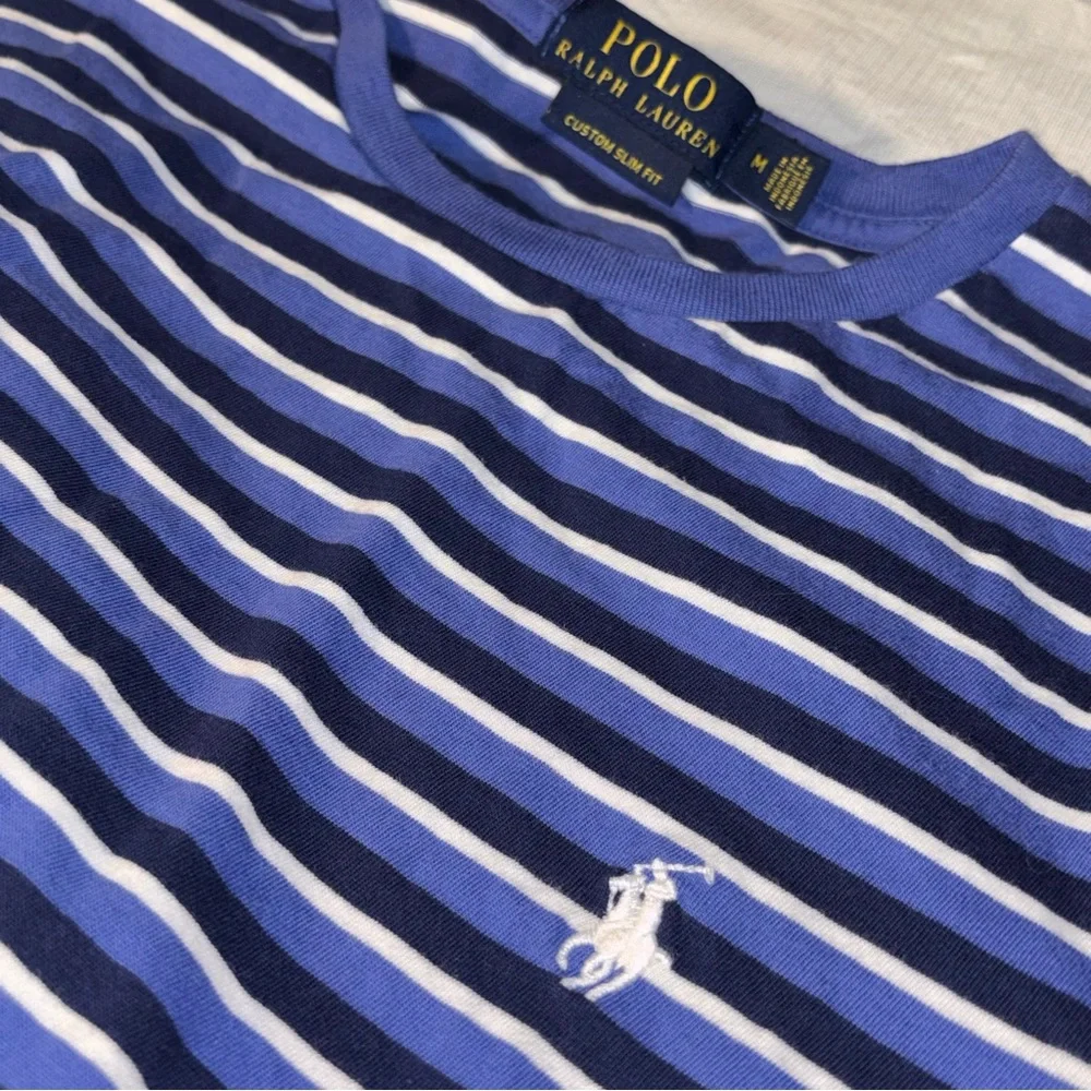 Polo Ralph Lauren Vintage Blue Label Mens Sz.M  Pullover T Shirt  Y2K Style EUC - Picture 4 of 9
